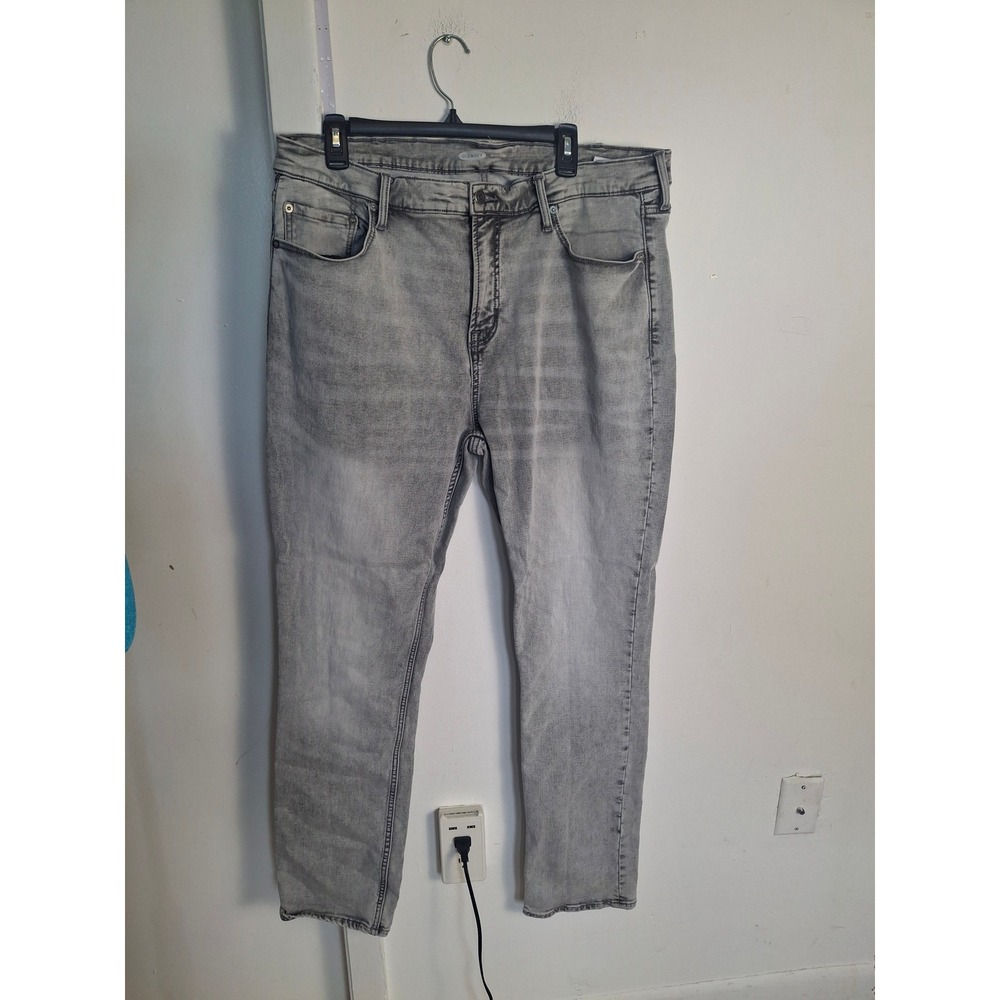 Old Navy Slim Built-In Tough 24/7 Gray Acid Wash Jeans Mens 38x32